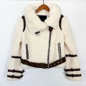 Eaves Bailey Moto Jacket in Vanilla Bean Size XXS Faux Fur‎